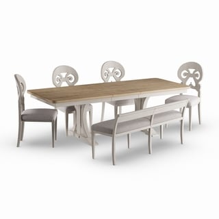 The Gray Barn Willow Valley Antique White/ Chestnut 6-piece Trestle Dining Table Set