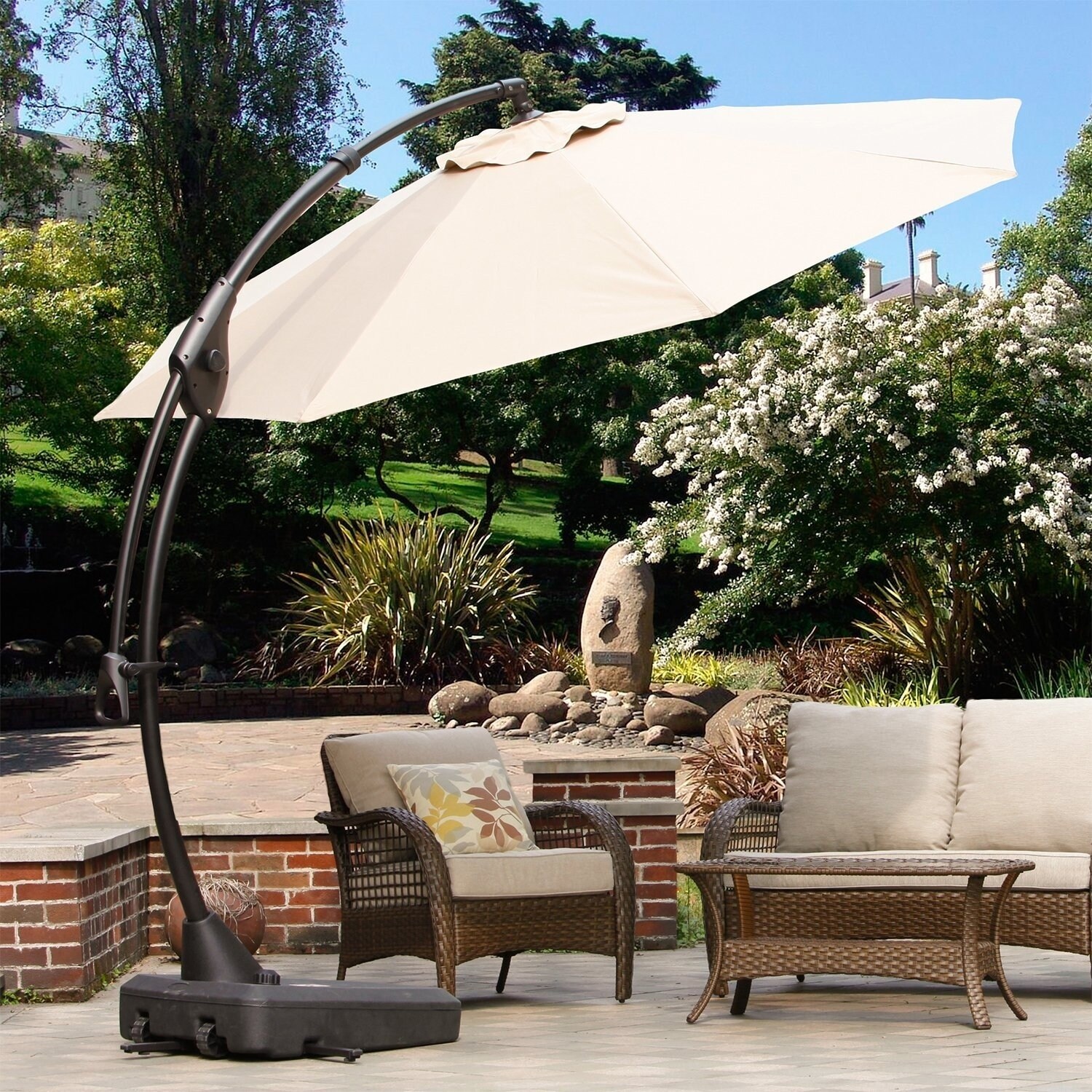 Shop Grand Patio 10 Ft Outdoor Patio Umbrella With Crank Handle And Base Overstock 20691071