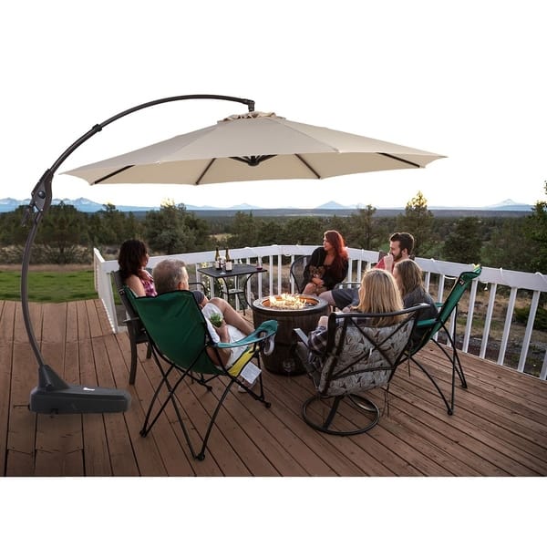 Shop Black Friday Deals On Grand Patio Outdoor 11 5 Ft Offset Hanging Patio Umbrella Champange Overstock 20691075