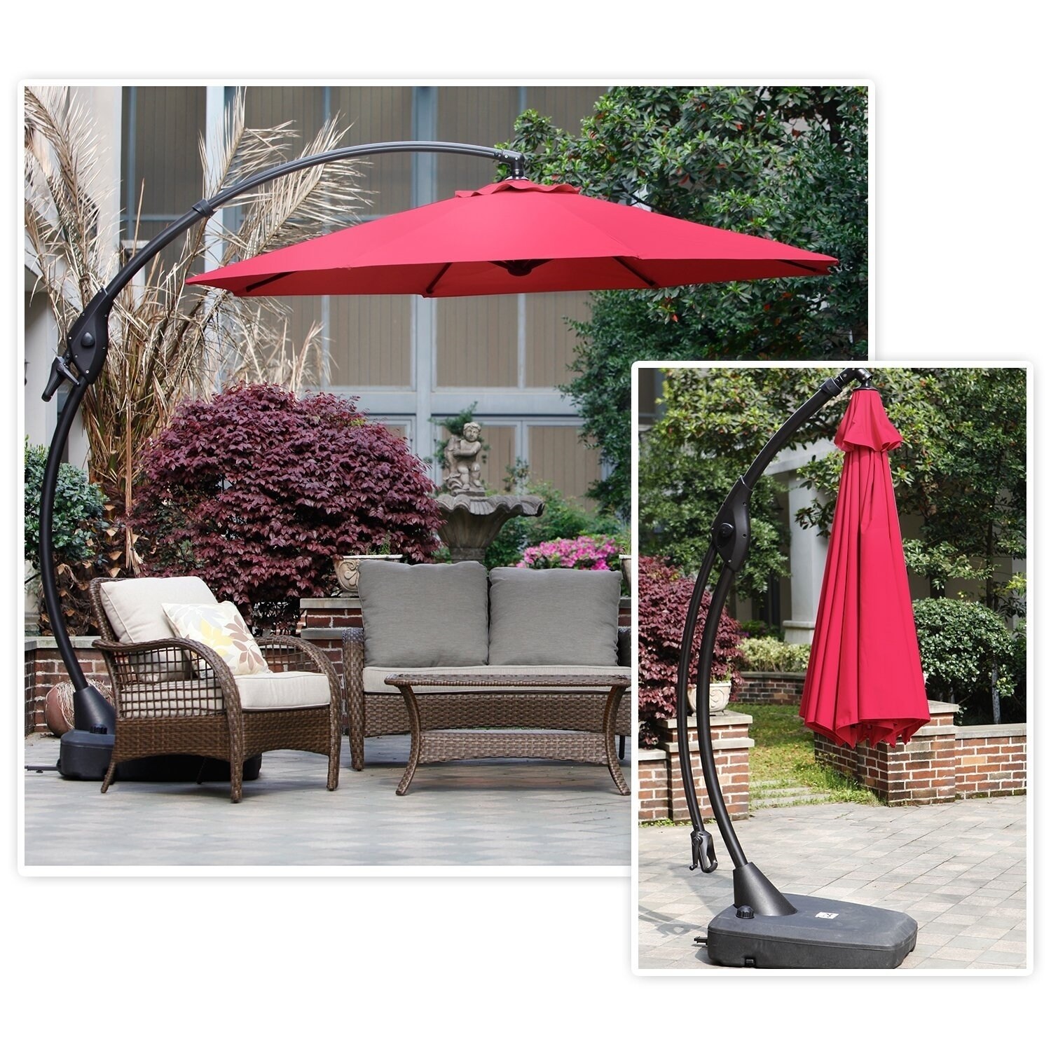 Shop Black Friday Deals On Grand Patio Outdoor 10 Ft Patio Umbrella With Crank Handle And Base Overstock 20691077