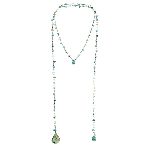Handmade Long Lariat Wrap Multi-Wear Stones Beaded Necklace (Thailand)