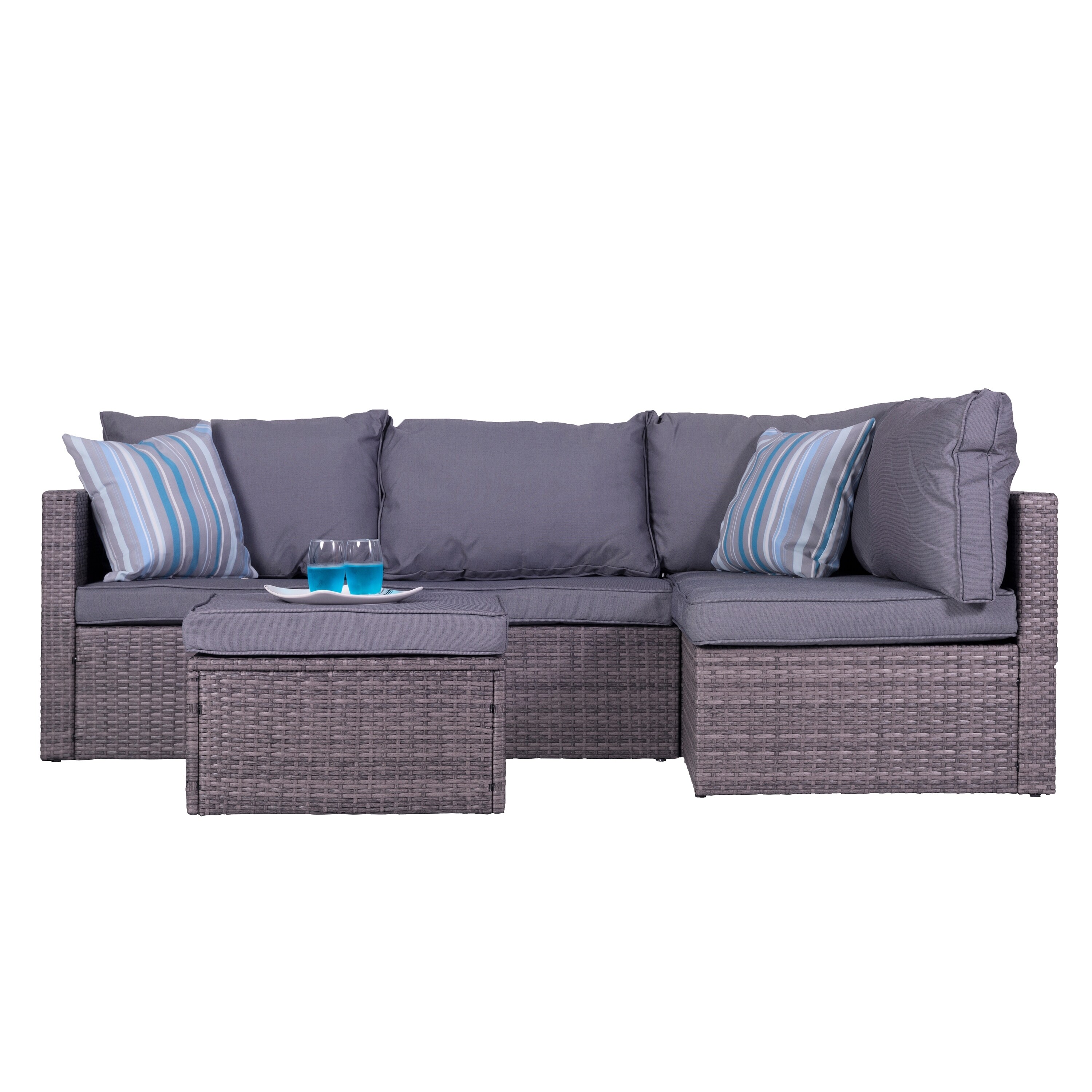 Cyrus 4 Piece Patio Wicker Rattan Sectional Sofa Set