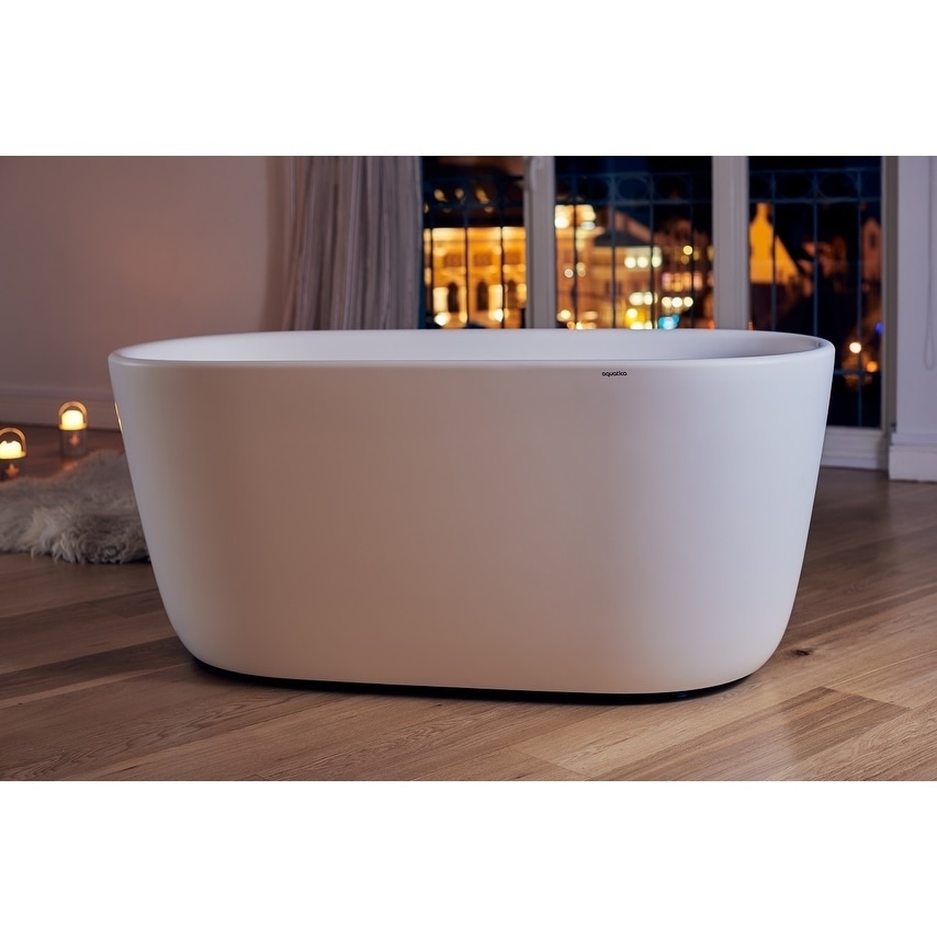 Aquatica Lullaby-Mini-Blck-Wht Freestanding Solid Surface Bathtub - Matte  Black and White