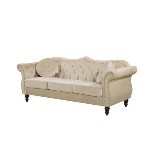 US Pride Furniture Anna Velvet Upholstered Nailhead Sofa