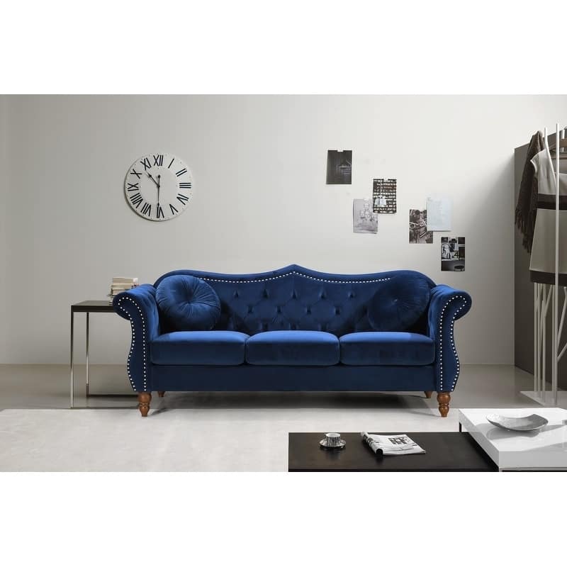 US Pride Furniture Anna Velvet Upholstered Nailhead Sofa