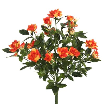 Vickerman 15" Orange Rose Floral Bush