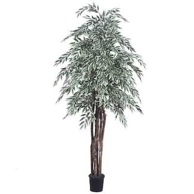 Vickerman 6' Green and White Variegated Smilax Everyday Tree - Green / White