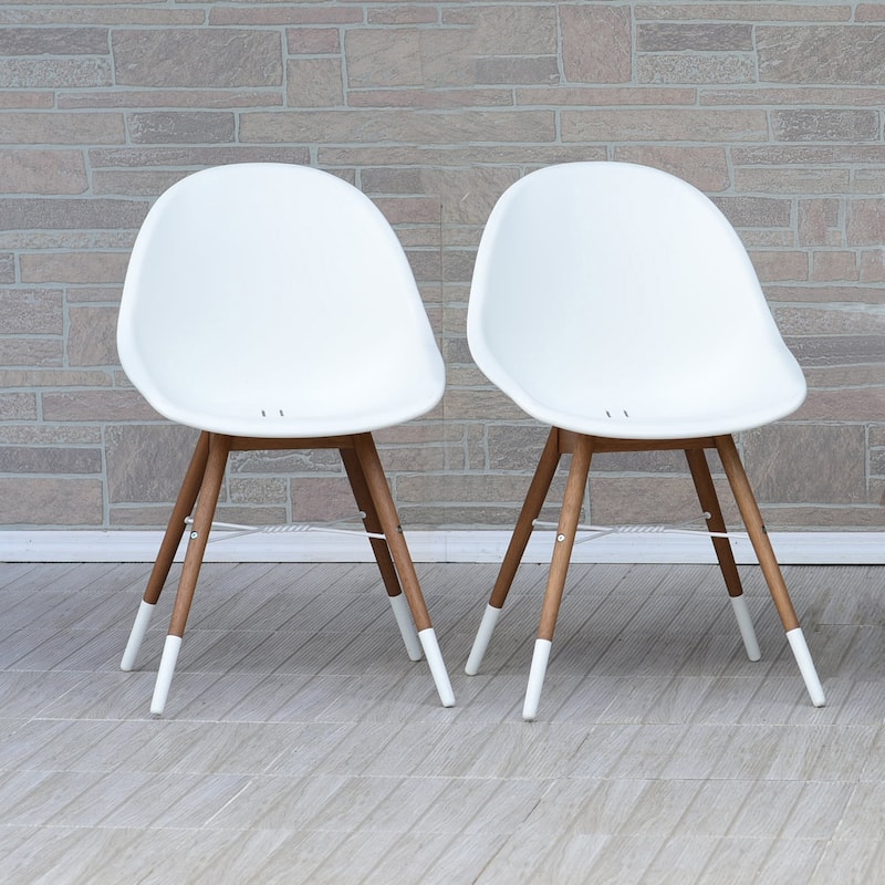 Amazonia Hawaii Patio Dining Chair Set, White with light Teak Finish (Set of 2 or 4) - Set of 2