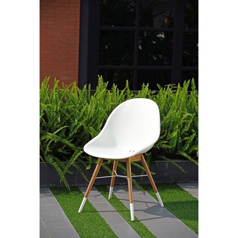 Amazonia Hawaii Patio Dining Chair Set, White with light Teak Finish (Set of 2 or 4)