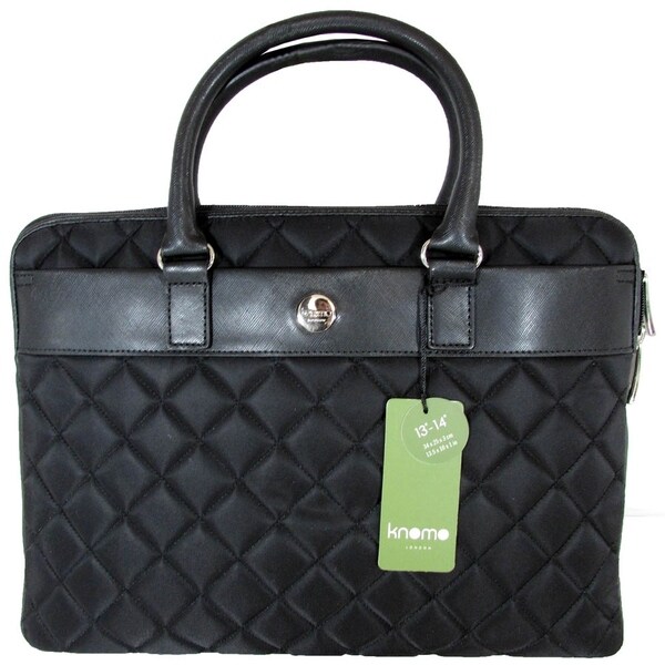 Shop Knomo London Avignon Slim Quilted 13&quot; Laptop Briefcase, Black - Free Shipping Today ...