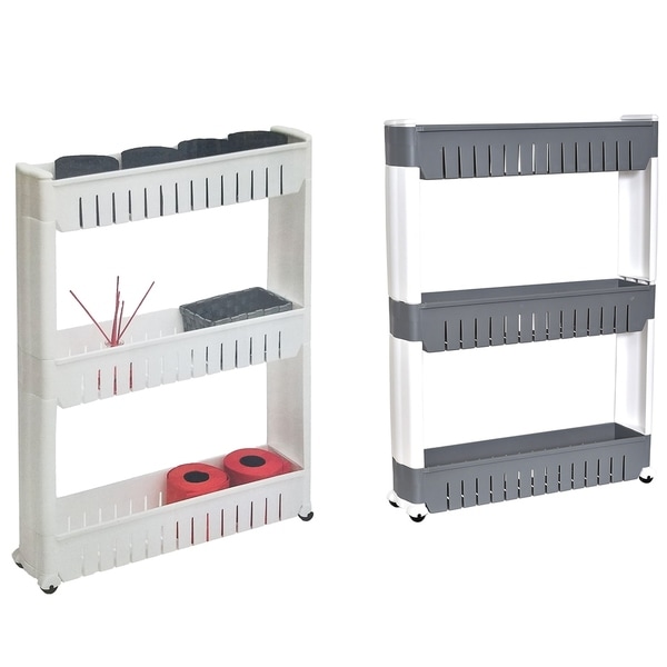 Trademark Innovations 28 Slim Slide Out Storage Cart Tower for Laundry Bathroom or Kitchen