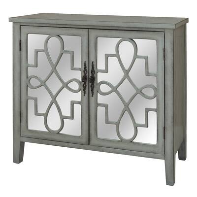 Isabelle Grey Veneer and Mirror 2-door Cabinet