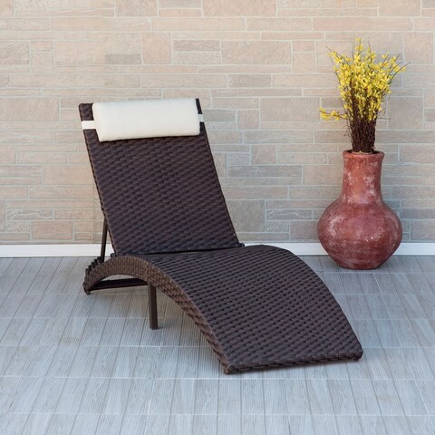 Alaganik Brown Folding Patio Chaise Lounger Chair by Havenside Home