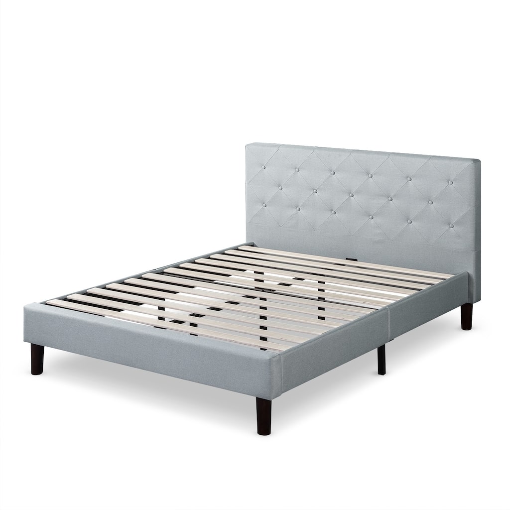 Priage by Zinus Upholstered Diamond Stitched Platform Bed, Cobblestone
