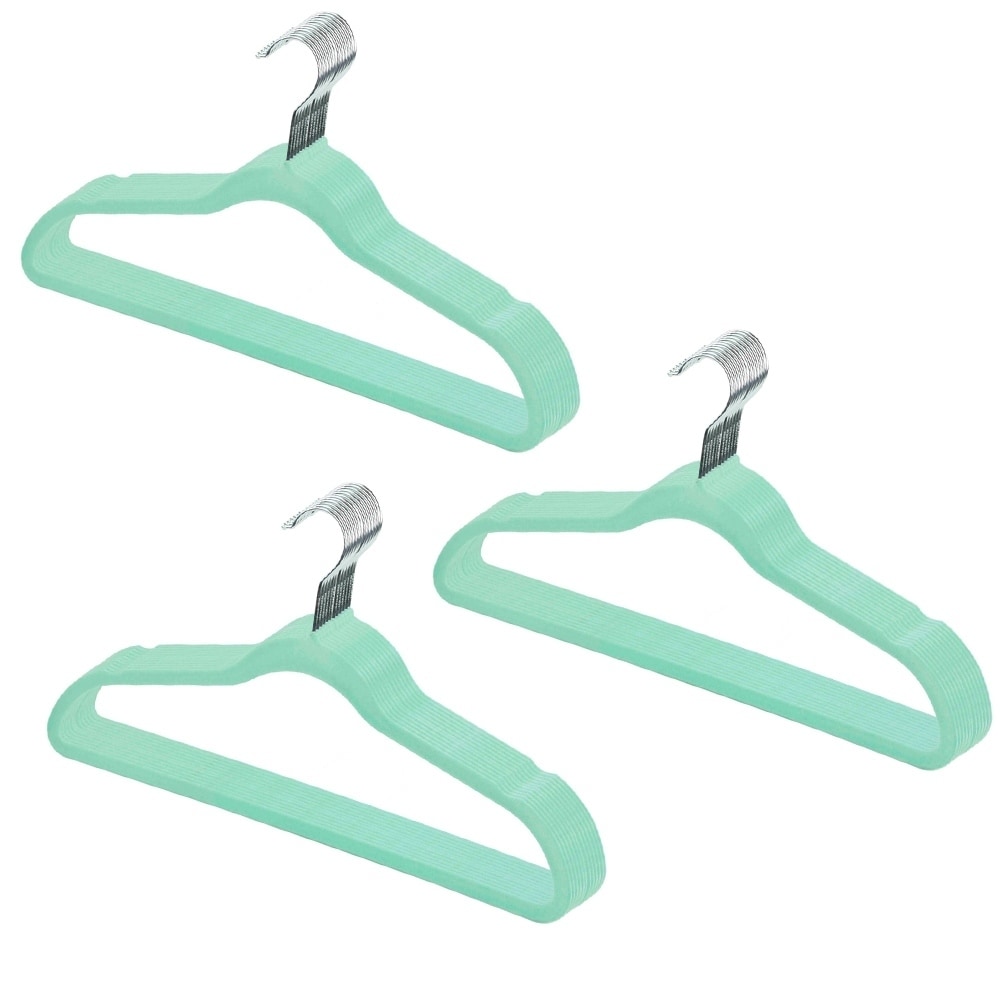 HOUSE DAY Mint Green Velvet Hangers 60 Pack, Premium Clothes