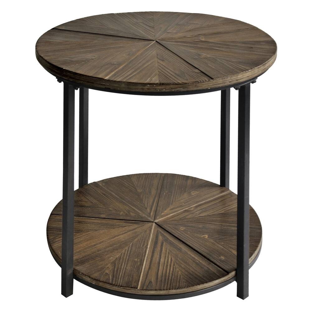 Jackson Metal and Rustic Wood Round End Table