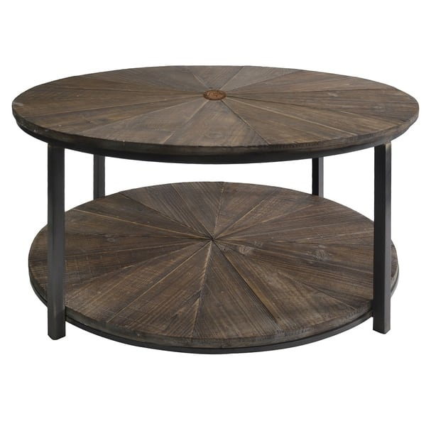 Jackson Metal And Rustic Wood Round Cocktail Table Overstock 20696699