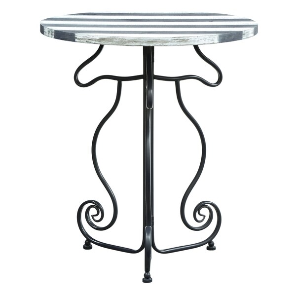 Nautical Striped Navy And White Wood Seahorse Accent Table