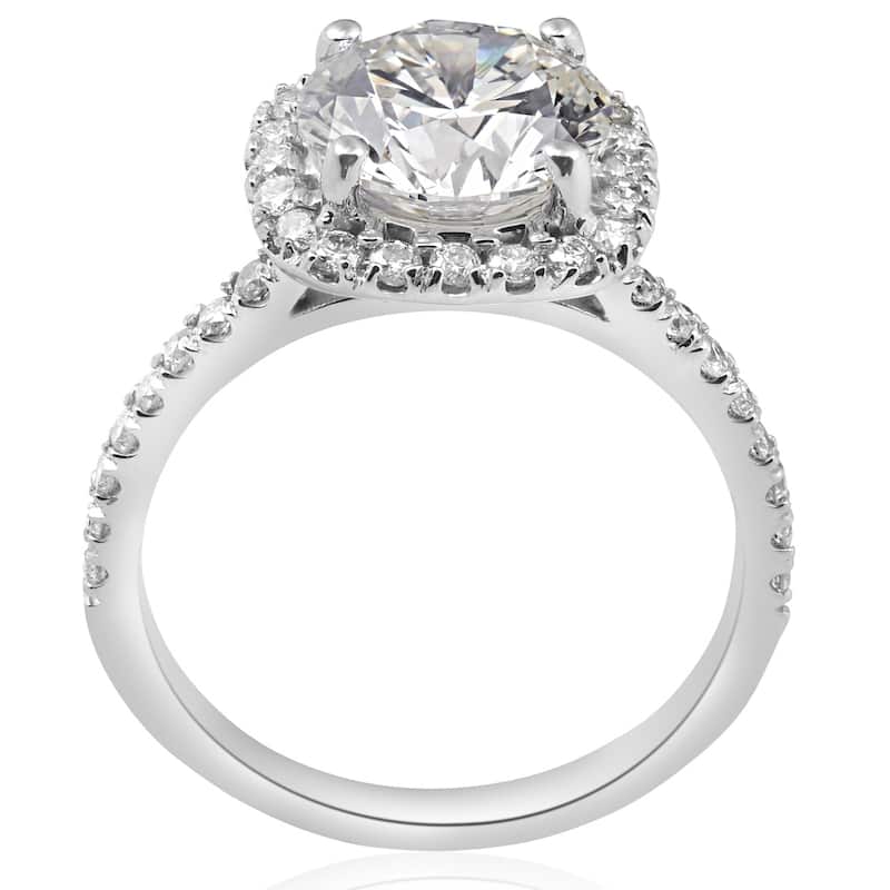 Pompeii3 14K White Gold 2 1/2ct TDW Diamond Cushion Halo Clarity Enhanced Engagement Ring (G-SI)