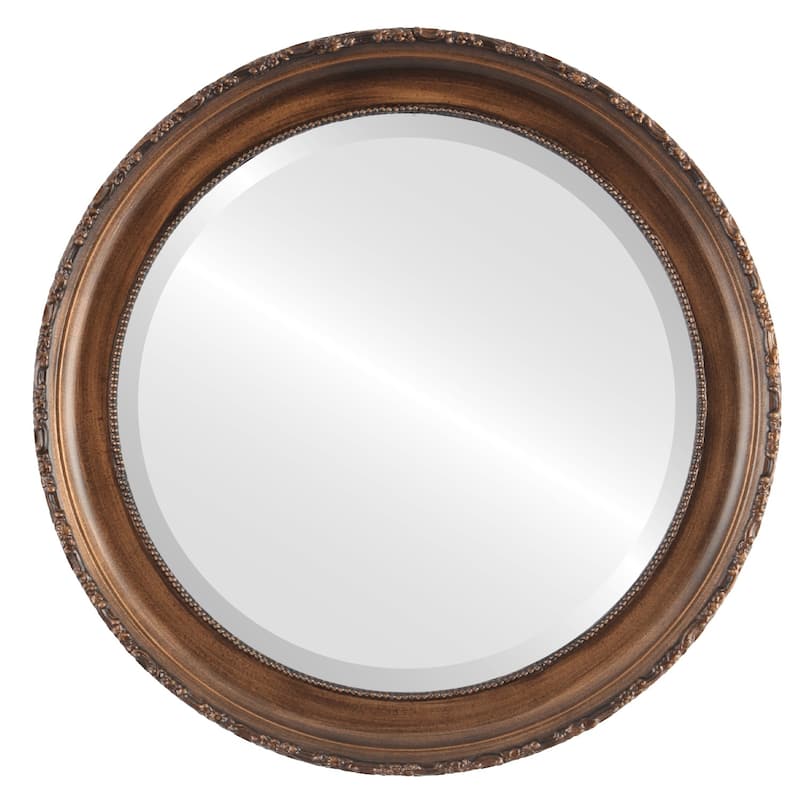 Kensington Framed Round Mirror in Sunset Gold