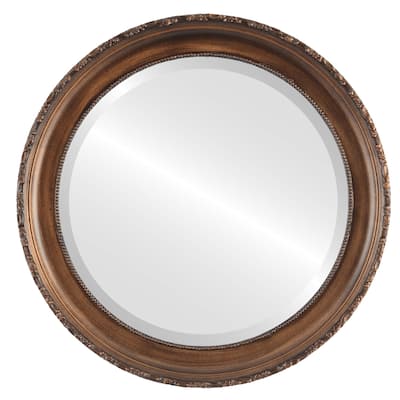 Kensington Framed Round Mirror in Sunset Gold