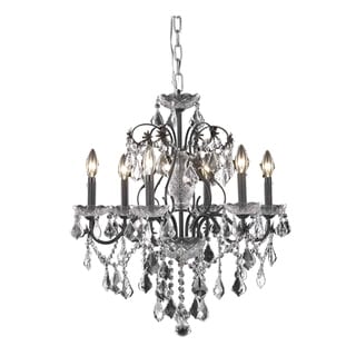 Fleur Illumination 6 light Dark Bronze Chandelier (Bronze/royal cut crystals) - Chandeliers For Bedrooms by Overstock.com