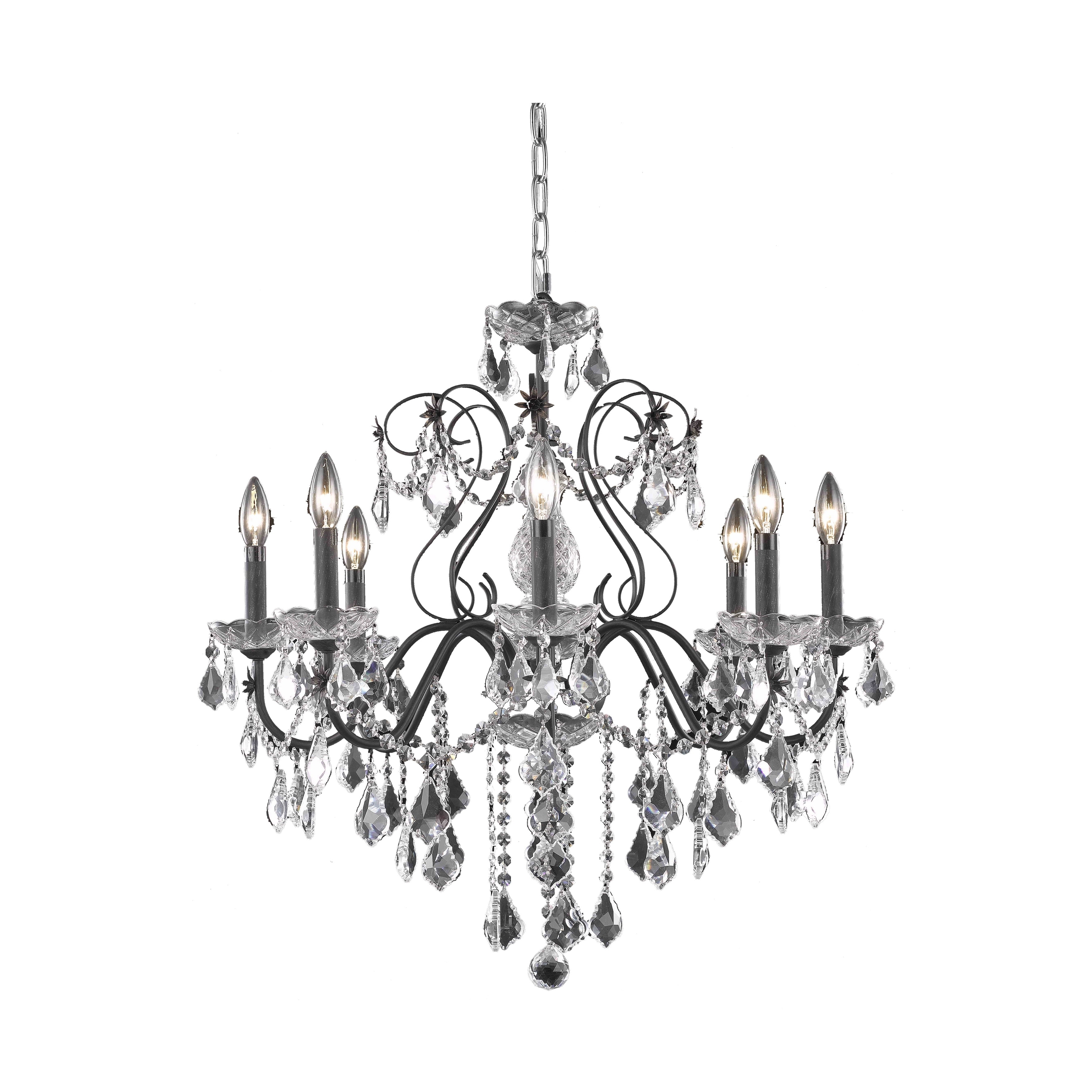 Fleur Illumination 8 light Dark Bronze Chandelier (elegant cut crystals/Bronze) - Chandeliers For Bedrooms by Overstock.com