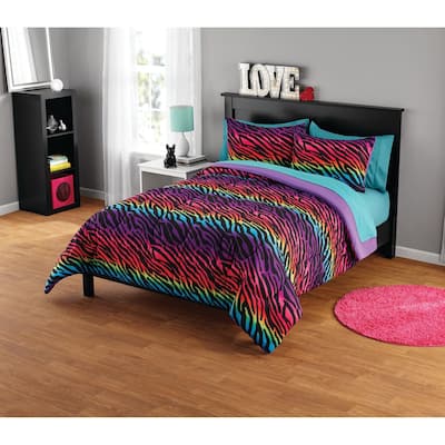 Rainbow Zebra Comforter Set