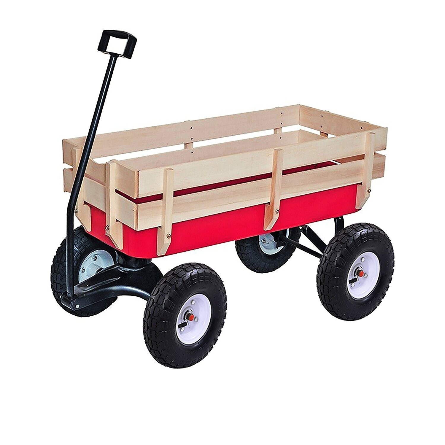 3 cu. ft. All-Terrain Steel and Wood Wagon Kids Children Garden Cart Air  Tires Outdoor Blue