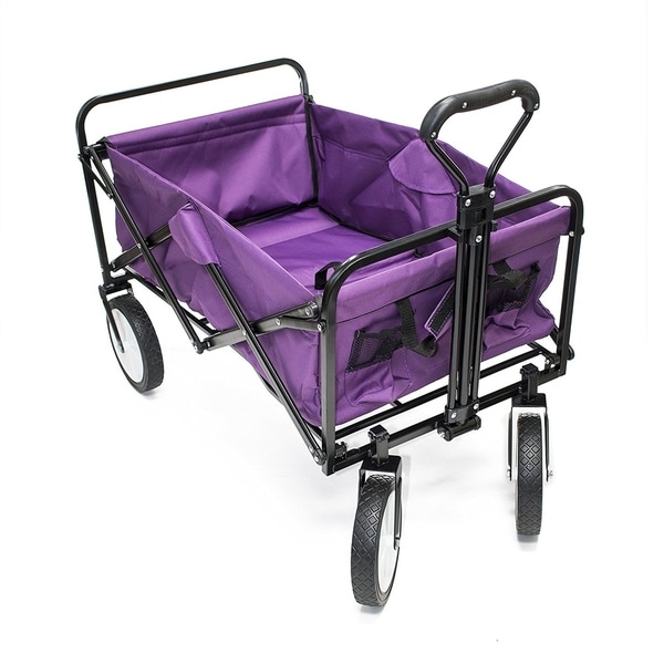 ALEKO Multipurpose Folding Utility Wagon Purple 150 Lb Capacity