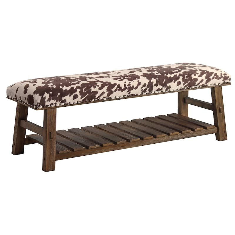 Mesquite Dark Brown Faux Cowhide Bench