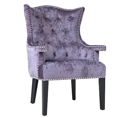 Fifth Avenue Eggplant Velvet Upholstered Accent Chair