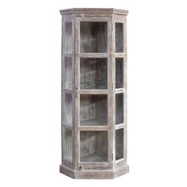 Shop Bengal Manor Mango Wood Corner Beveled Glass Door Curio