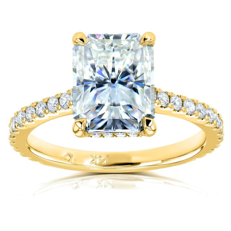 Annello by Kobelli 14k Gold 3 1/0ct TGW Radiant-cut Moissanite and Diamond Hidden Halo Engagement Ring (HI/VS, GH/I)