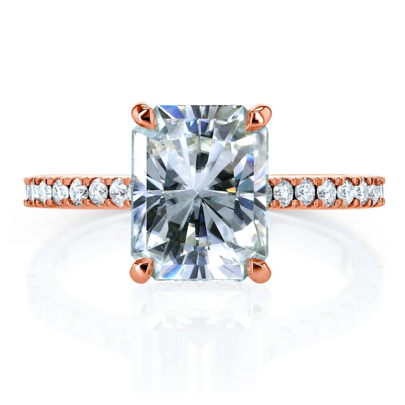 Annello by Kobelli 14k Gold 3 1/0ct TGW Radiant-cut Moissanite and Diamond Hidden Halo Engagement Ring (HI/VS, GH/I)