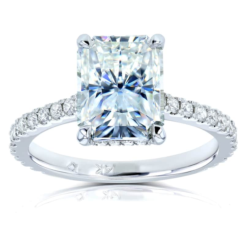 Annello by Kobelli 14k Gold 3 1/10ct TGW Radiant-cut Moissanite and Diamond Engagement Ring (DEF/VS, GH/I)