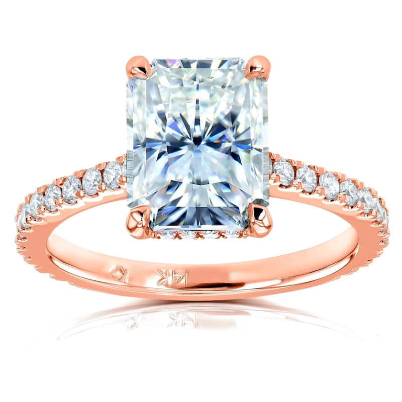 Annello by Kobelli 14k Gold 3 1/10ct TGW Radiant-cut Moissanite and Diamond Engagement Ring (DEF/VS, GH/I)