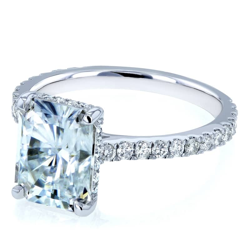 Annello by Kobelli 14k Gold 3 1/10ct TGW Radiant-cut Moissanite and Diamond Engagement Ring (DEF/VS, GH/I)