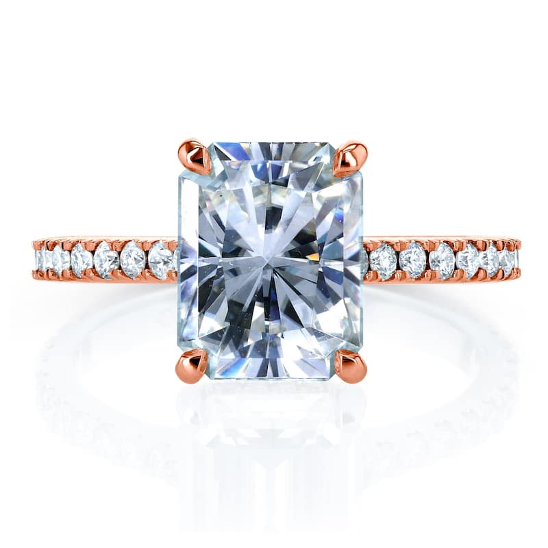 Annello by Kobelli 14k Gold 3 1/10ct TGW Radiant-cut Moissanite and Diamond Engagement Ring (DEF/VS, GH/I)
