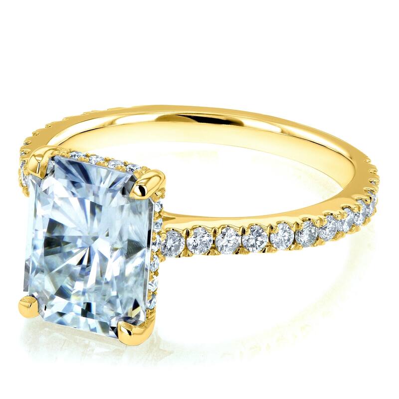 Annello by Kobelli 14k Gold 3 1/10ct TGW Radiant-cut Moissanite and Diamond Engagement Ring (DEF/VS, GH/I)