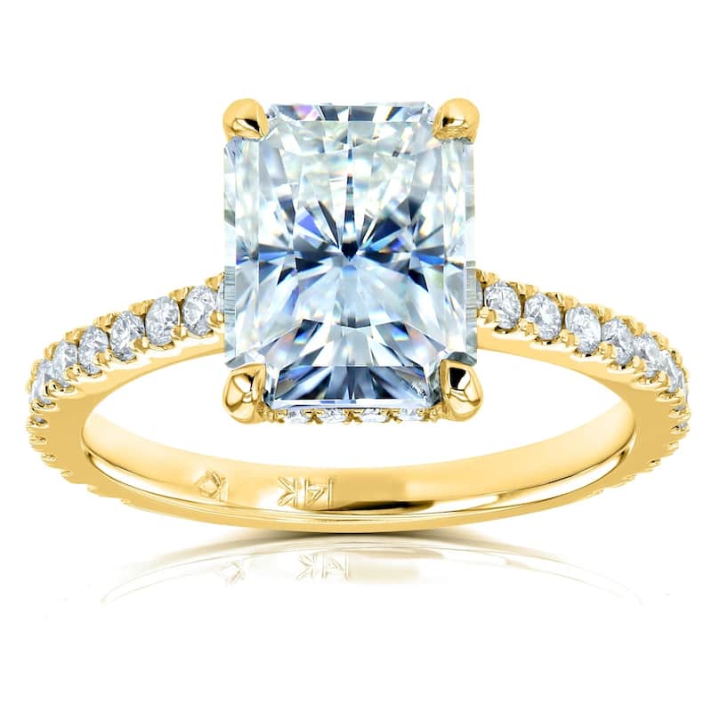 Annello by Kobelli 14k Gold 3 1/10ct TGW Radiant-cut Moissanite and Diamond Engagement Ring (DEF/VS, GH/I)