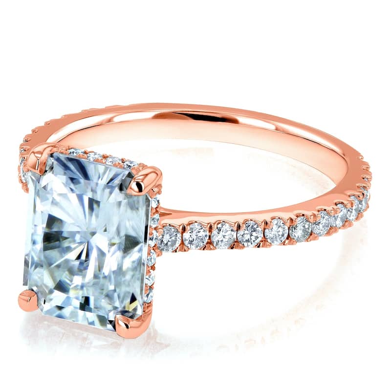 Annello by Kobelli 14k Gold 3 1/10ct TGW Radiant-cut Moissanite and Diamond Engagement Ring (DEF/VS, GH/I)