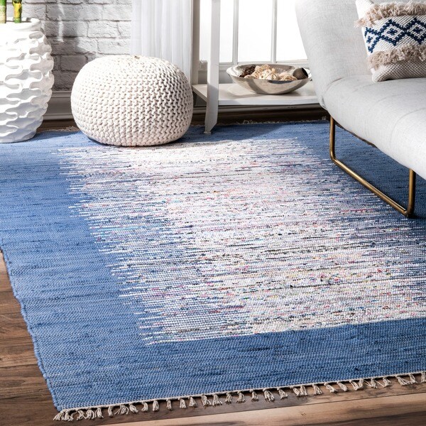 Carson Carrington Toftlund Handmade Abstract Border Flatweave Cotton Area Rug