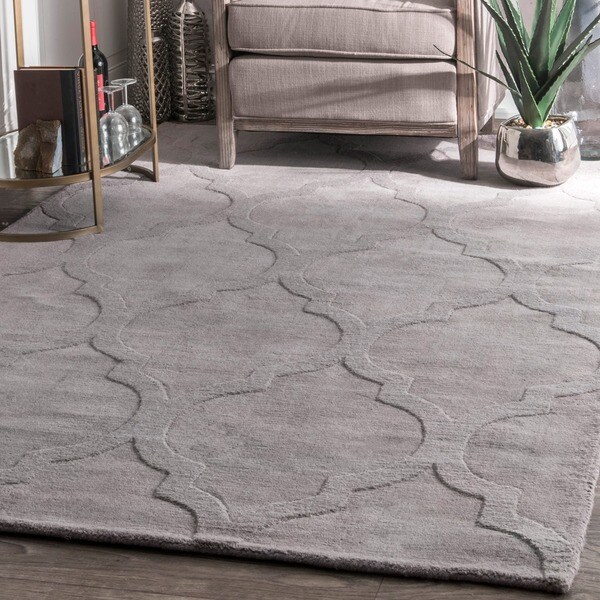 Oliver & James Starling Handmade Grey Wool Trellis Area Rug - 7'6" x 9'6"