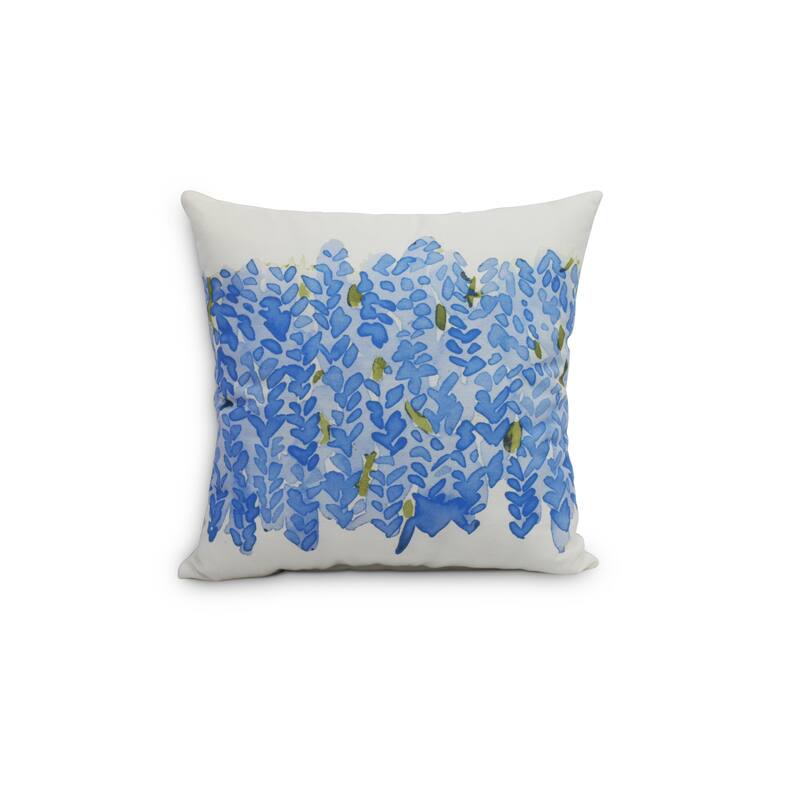 Flower Bell Bunch 18 inch Floral Decorative Outdoor Pillow - Light Blue