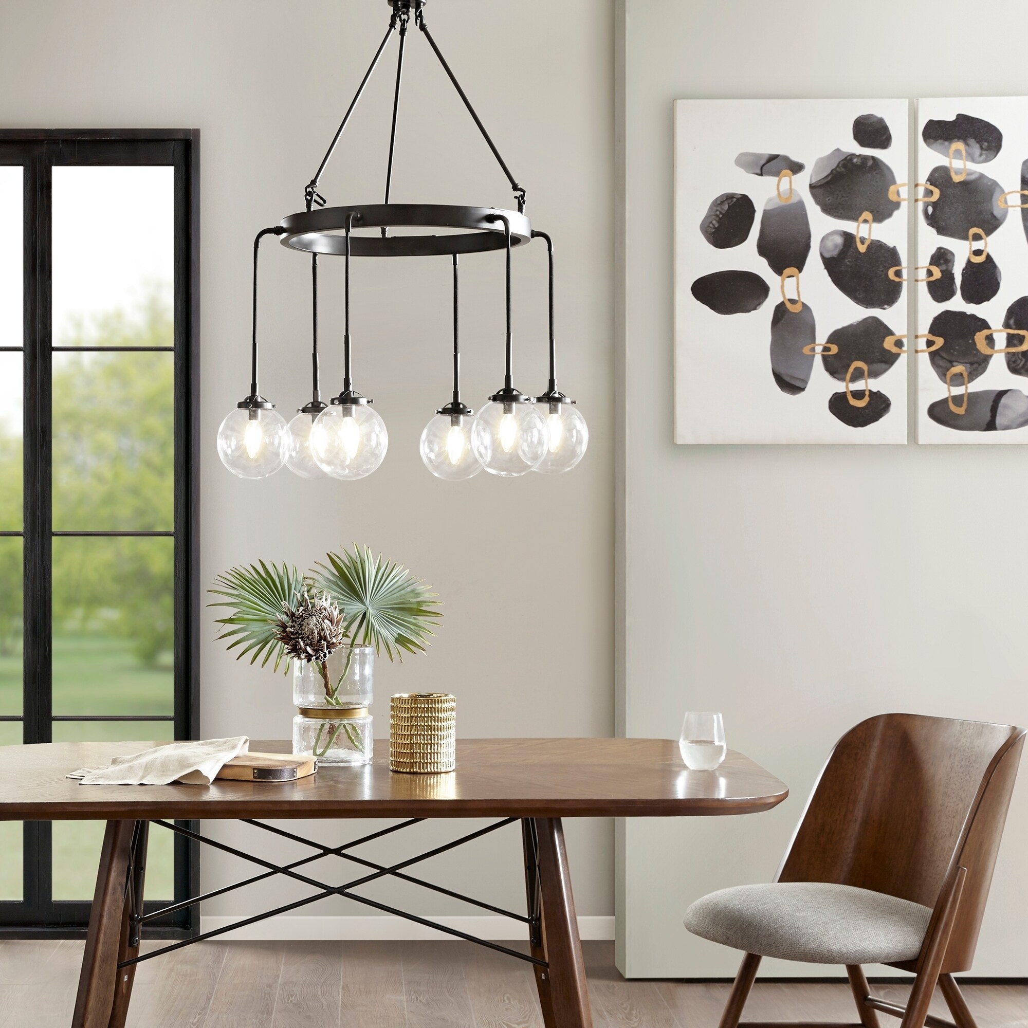 INK+IVY Clive 6-Light Black Wagen Wheel Chandelier - Chandeliers For Bedrooms by Overstock.com