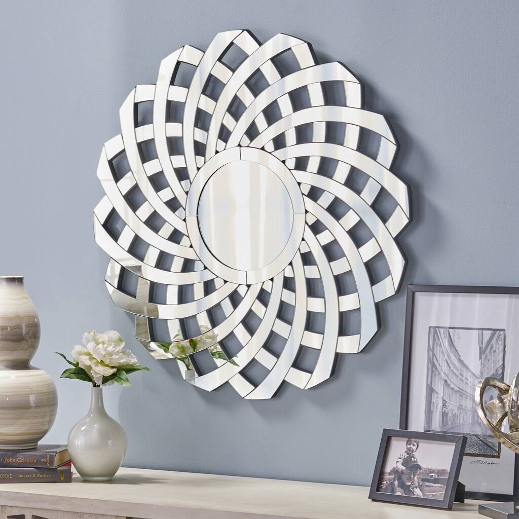 Sadye Glam Flower Wall Mirror by Christopher Knight Home - Silver - N/A