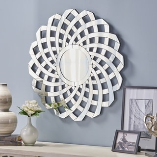 Sadye Glam Flower Wall Mirror by Christopher Knight Home - Silver