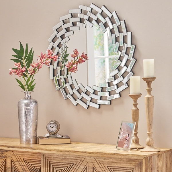 Shop Lileas Glam Wall Mirror by Christopher Knight Home - Silver - N/A ...