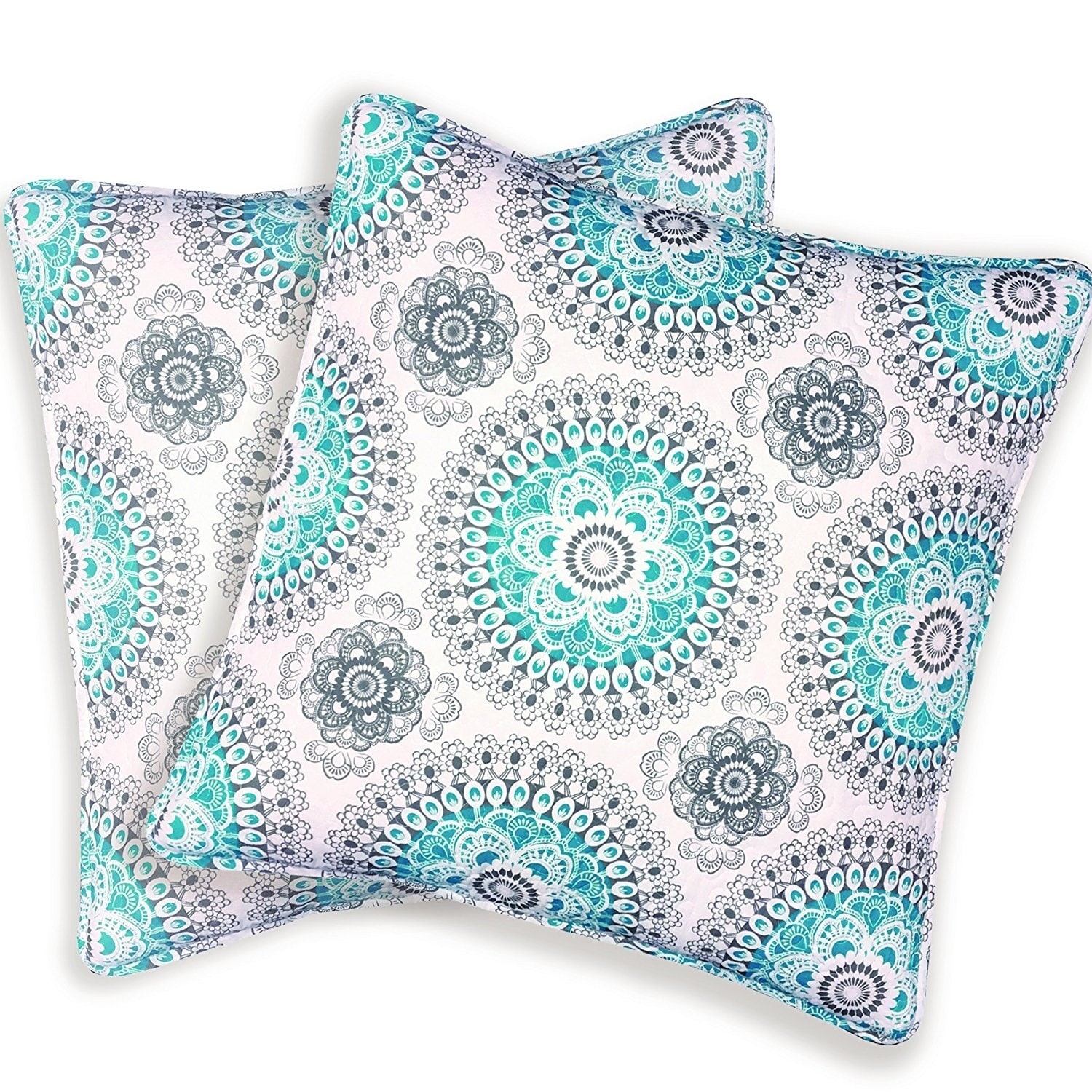 DriftAway Bella Decoration Euro Shams Pair - aqua/gray - 26" width x 26" length